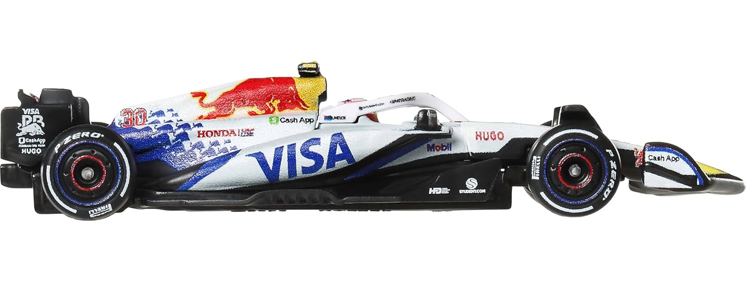 Hot Wheels Race Team Visa Cash App Racing Bulls F1 Team (#30) 1:64 Scale Premium Die-Cast Formula 1 Collectible Toy Race Car with Real Riders Tires & Metal/Metal Body & Chassis for Collectors