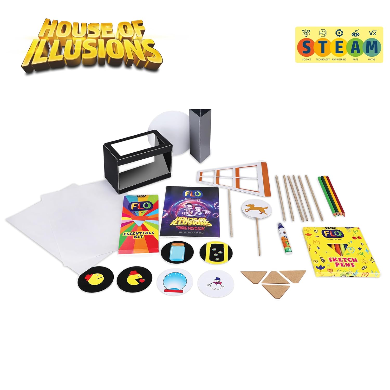 FLO Toys Steam House Of Illusions All In One Creative Fun Board Game For Kids Ages 8+