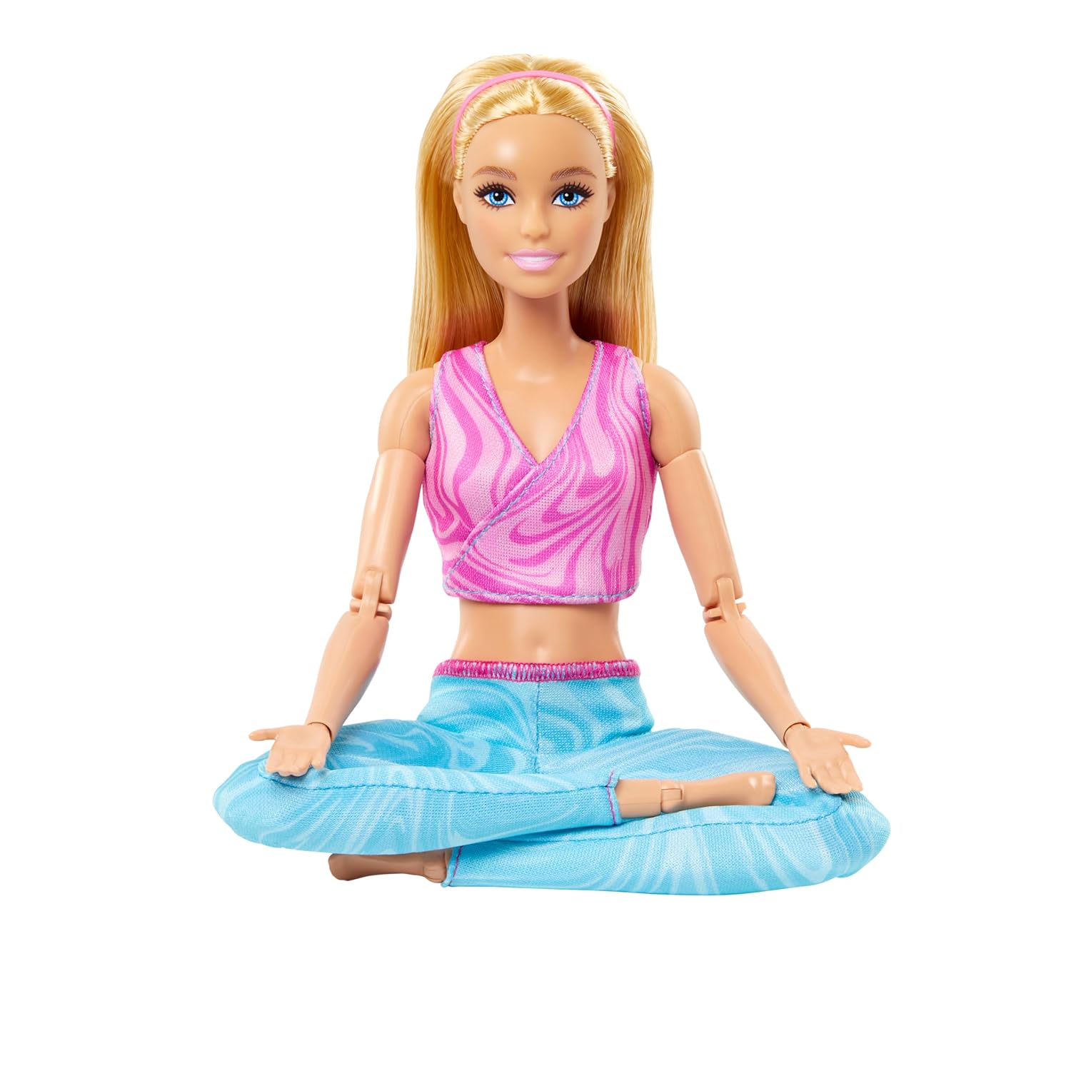 Barbie Made to Move Fashion Doll with Blonde Hair Wearing Removable Pink Sports Top & Blue Yoga Pants for Kids Ages 4+