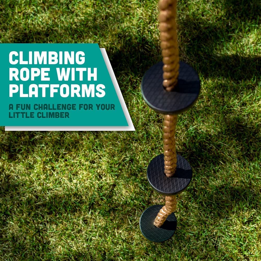 REZNOR 6.5ft Climbing Rope with 5 Plastic Knots Ideal for Tree Houses and Climbing Frames, Green