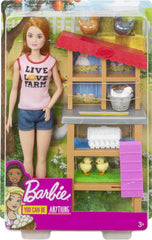 Barbie Red-Haired Career-Themed Chicken Farmer Doll and Playset with Henhouse and More for Ages 3 Year and Up​