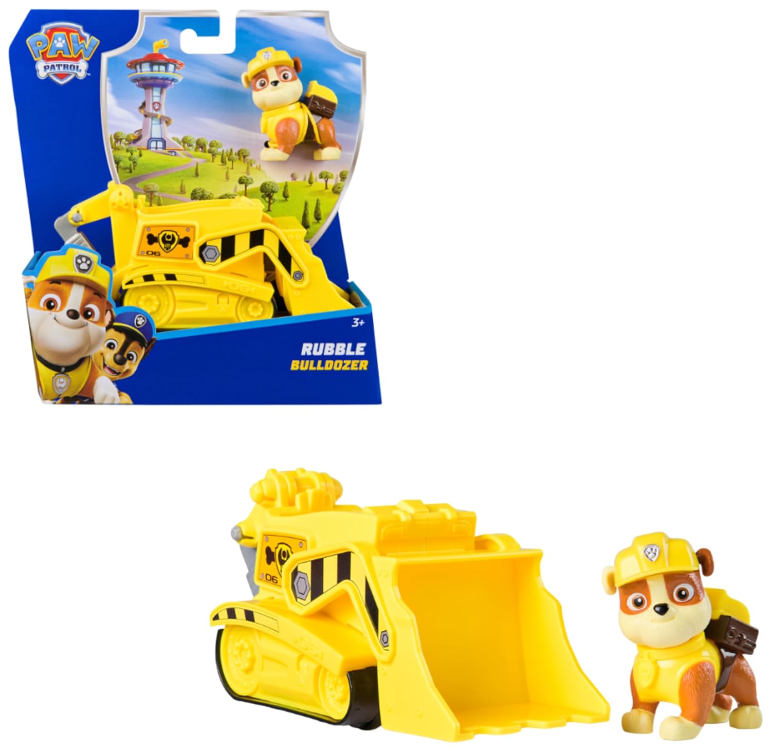 Paw Patrol Rubble Bulldozer Construction Vehicle with Removable Rubble Action Figures for Kids Ages 3+