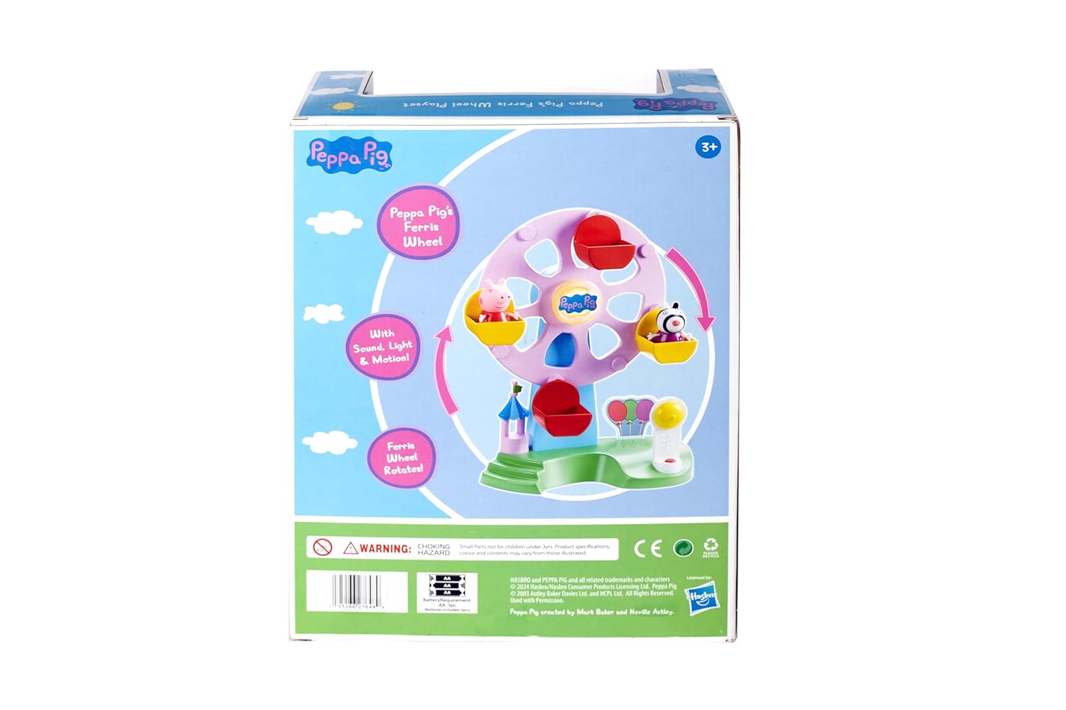 PEPPA PIG Ferris Wheel Playset with Lights, Sounds and Motion Effects, Includes 2 Figures, Preschool Toy for Girls and Boys 3 Birthday Gift Toys for Kids