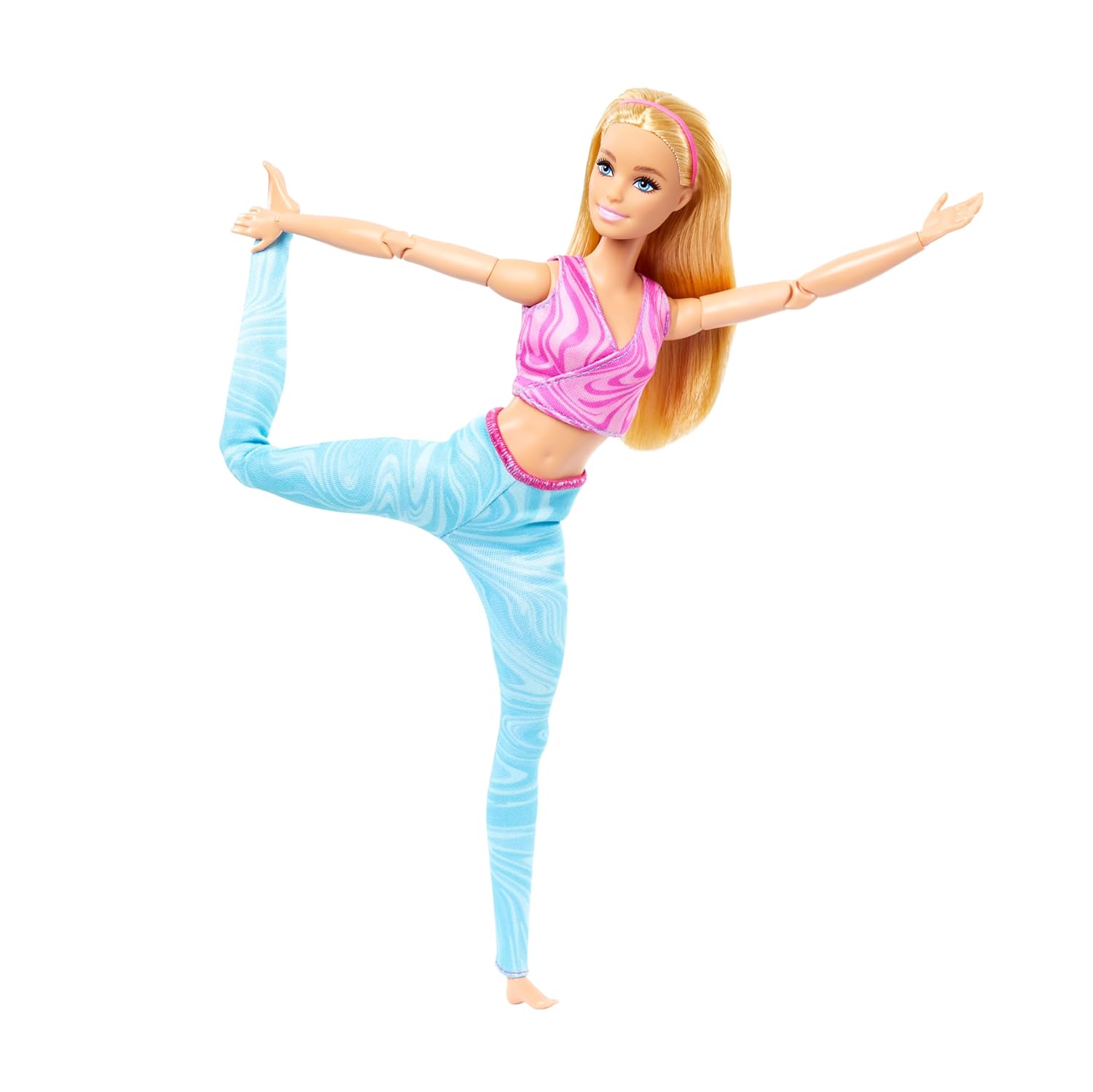 Barbie Made to Move Fashion Doll with Blonde Hair Wearing Removable Pink Sports Top & Blue Yoga Pants for Kids Ages 4+
