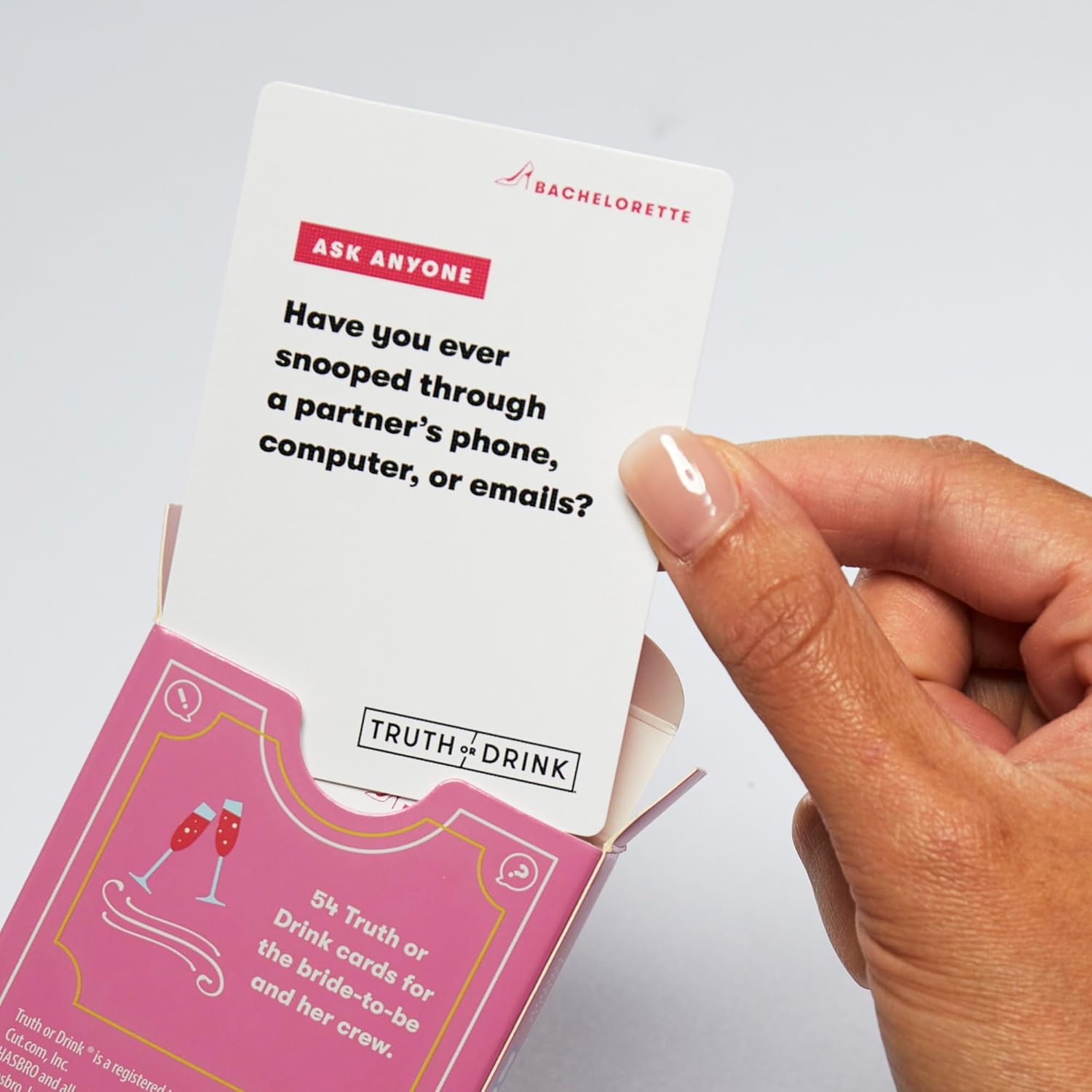 Hasbro Gaming Truth or Drink Bachelorette Party Edition | Adult Party Game |108 Revealing and Hilarious Questions for Girls Nights Out or in For Ages 21+