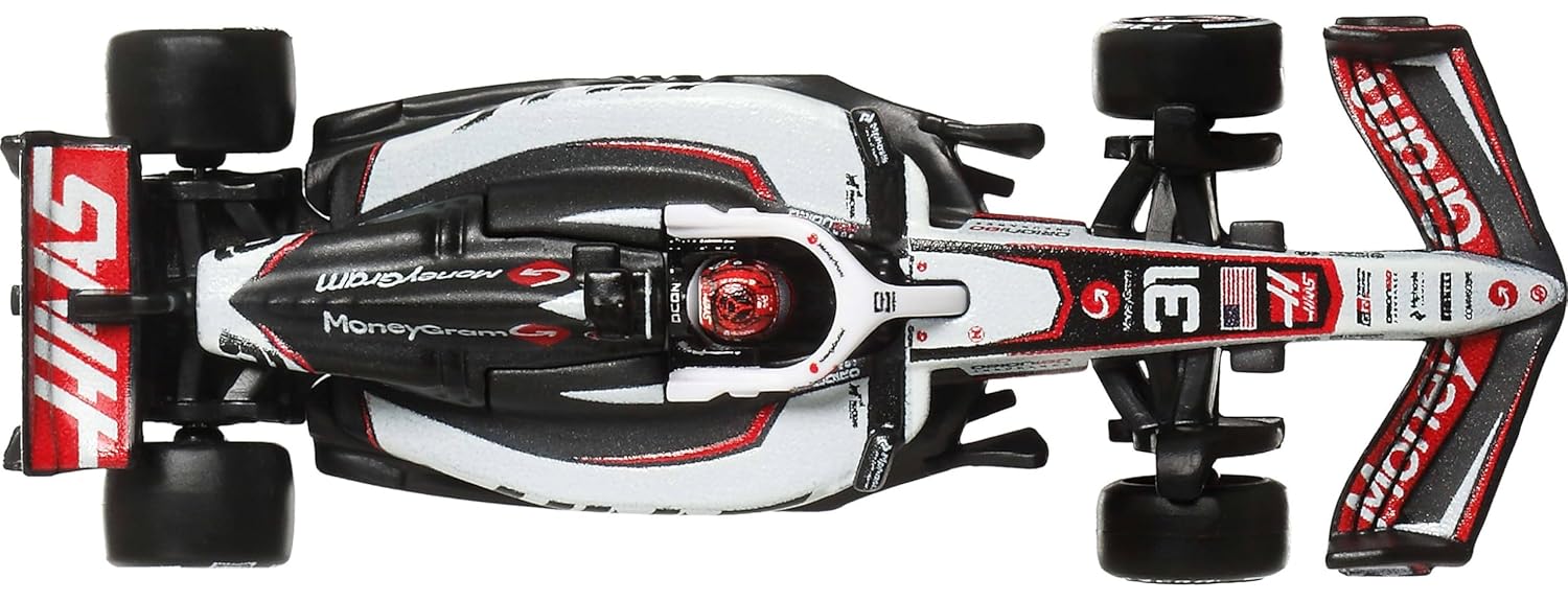 Hot Wheels Race Team MoneyGram Haas F1 Team (#31) 1:64 Scale Premium Die-Cast Formula 1 Collectible Toy Race Car with Real Riders Tires & Metal/Metal Body & Chassis for Collectors