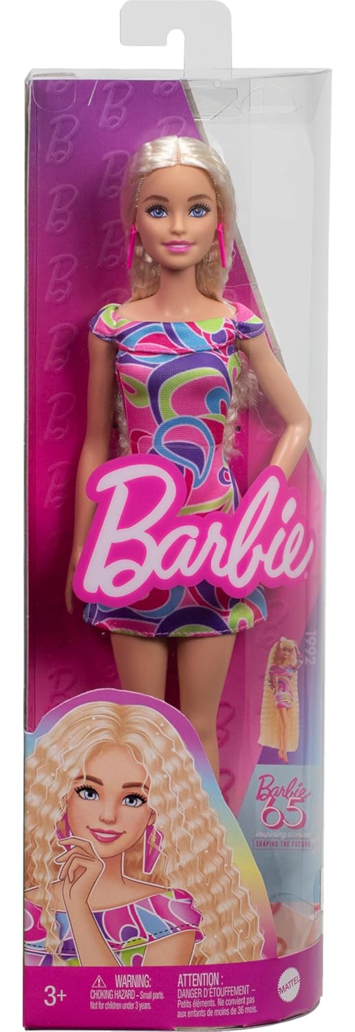 Barbie Fashionistas 65th Anniversary Doll #223 with Blonde Wavy Hair Wears Totally Hair-Inspired Dress & Accessories for Ages 3 Years & Up