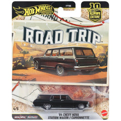 Hot Wheels Car Culture 1:64 Scale Premium Road Trip 64 Chevy Nova Station Wagon Toy Car for Ages 4+
