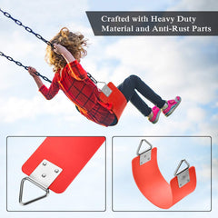 REZNOR Heavy Duty Flexible EVA Swing Seat with Metal Ring for Kids & Adults, 300kg Weight Support, Red