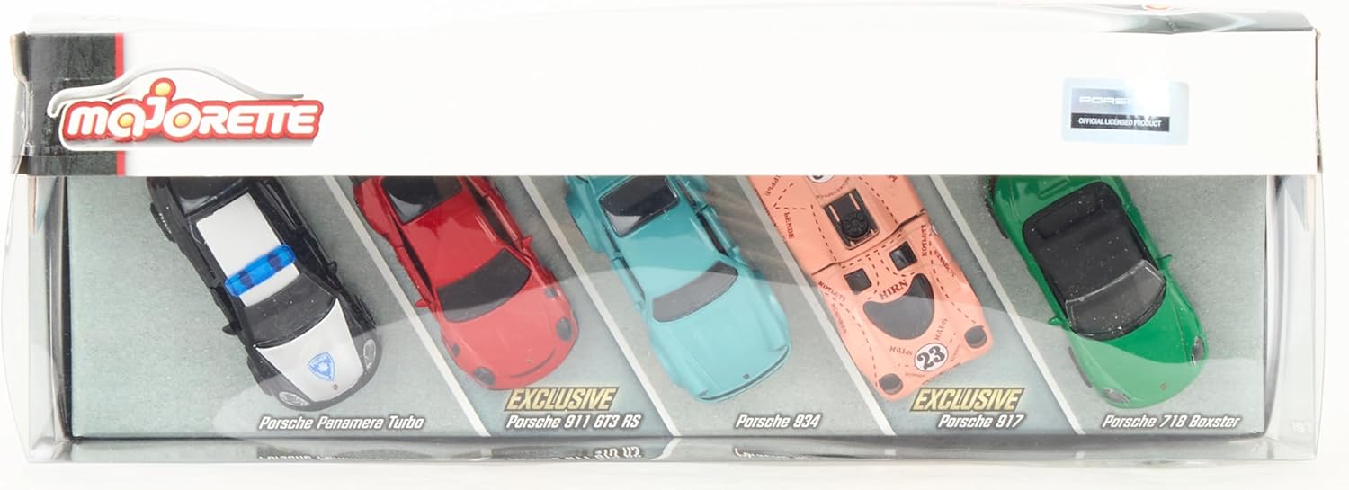 Majorette Porsche Edition 5 Car Giftpack Die-Cast Vehicle For Kids & Collectors Ages 3 And Up
