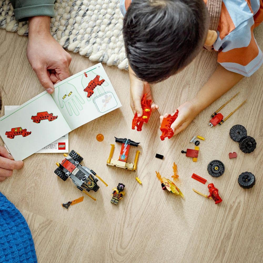 LEGO Ninjago Kai and Ras’s Car and Bike Battle Building Kit for Ages 4+