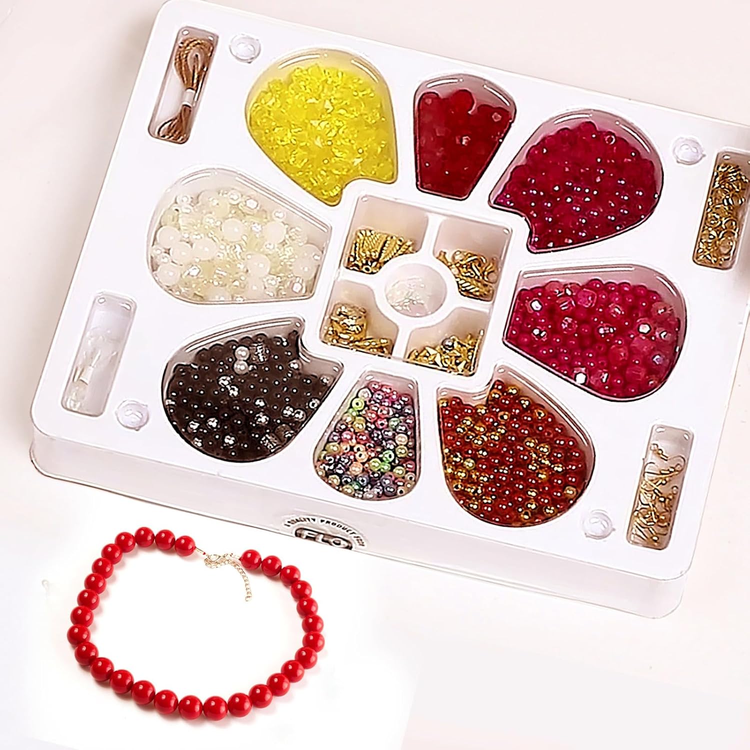 FLO Toys Beads Of Beauty: Scarlet Red Diy Fashion Kit For Kids Ages 8+