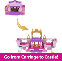 Disney Princess Carriage to Castle Transforming Playset with Aurora Small Doll, 4 Figures, Furniture & Accessories for Kids Ages 3 Years & Up