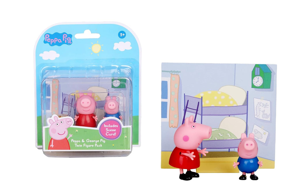 PEPPA PIG and George Twin Figure Fun Pack with Two Poseable Figures and a Scene Card, Preschool Toy for Girls and Boys Ages 3 and Up