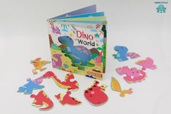 Booktopus Square Puzzle Board Book - Dino World Learning Puzzle with Easy Grip Pieces - Educational Toys for Kids 4+