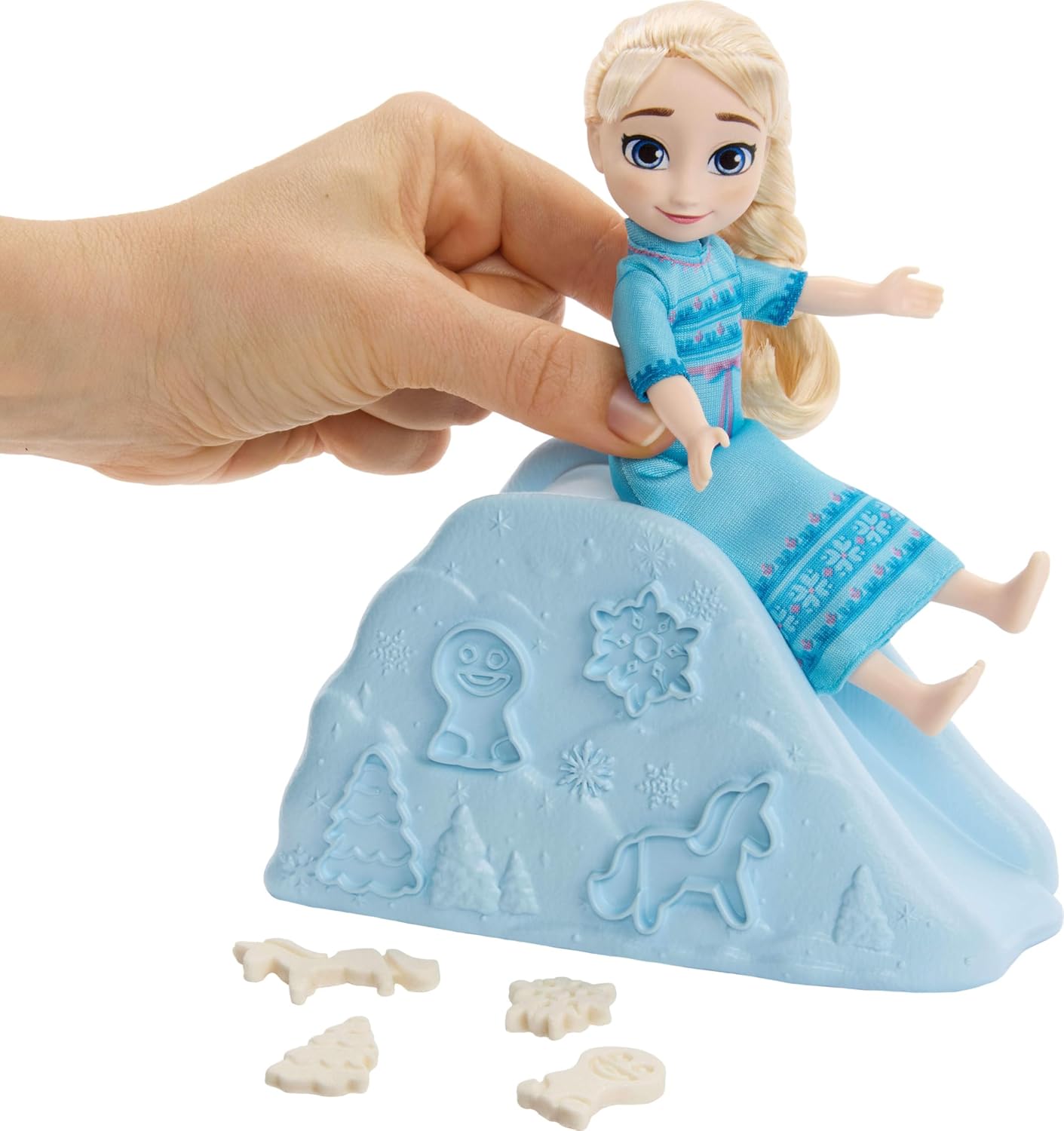 Disney Frozen 5.5 inch Young Elsa Doll in Nightgown Fashion with Dough, Olaf Mold, Ice Sled & Snow Hill Accessories, Inspired by Movie