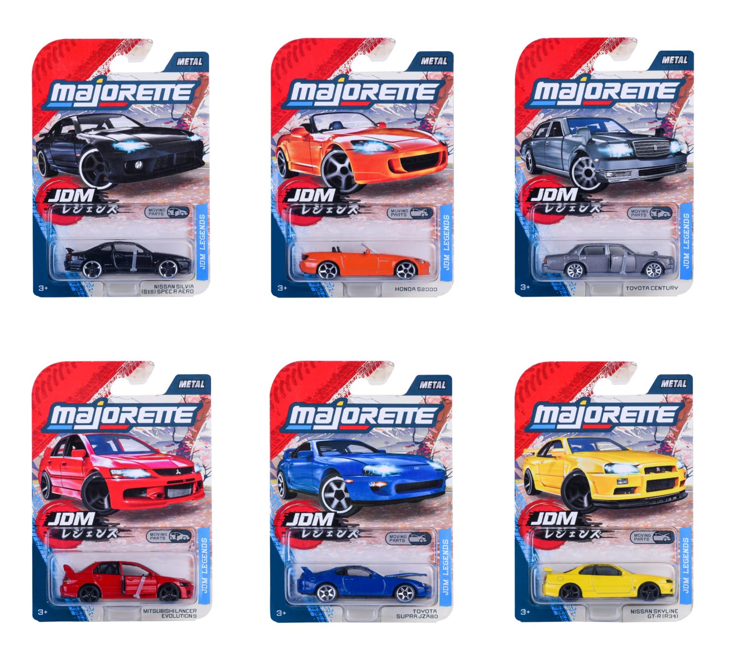 Majorette Auto JDM Legends Premium - Metal Toy Car with Freewheel, Suspension & Opening Parts for Kids & Collectors Styles & Design May Vary - Only 1 Model Included