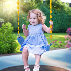 REZNOR EVA Plastic Flexible Swing Seat with 79 inch Plastic Coated Chain Set, Weight Support Upto 150kg, Blue/Yellow