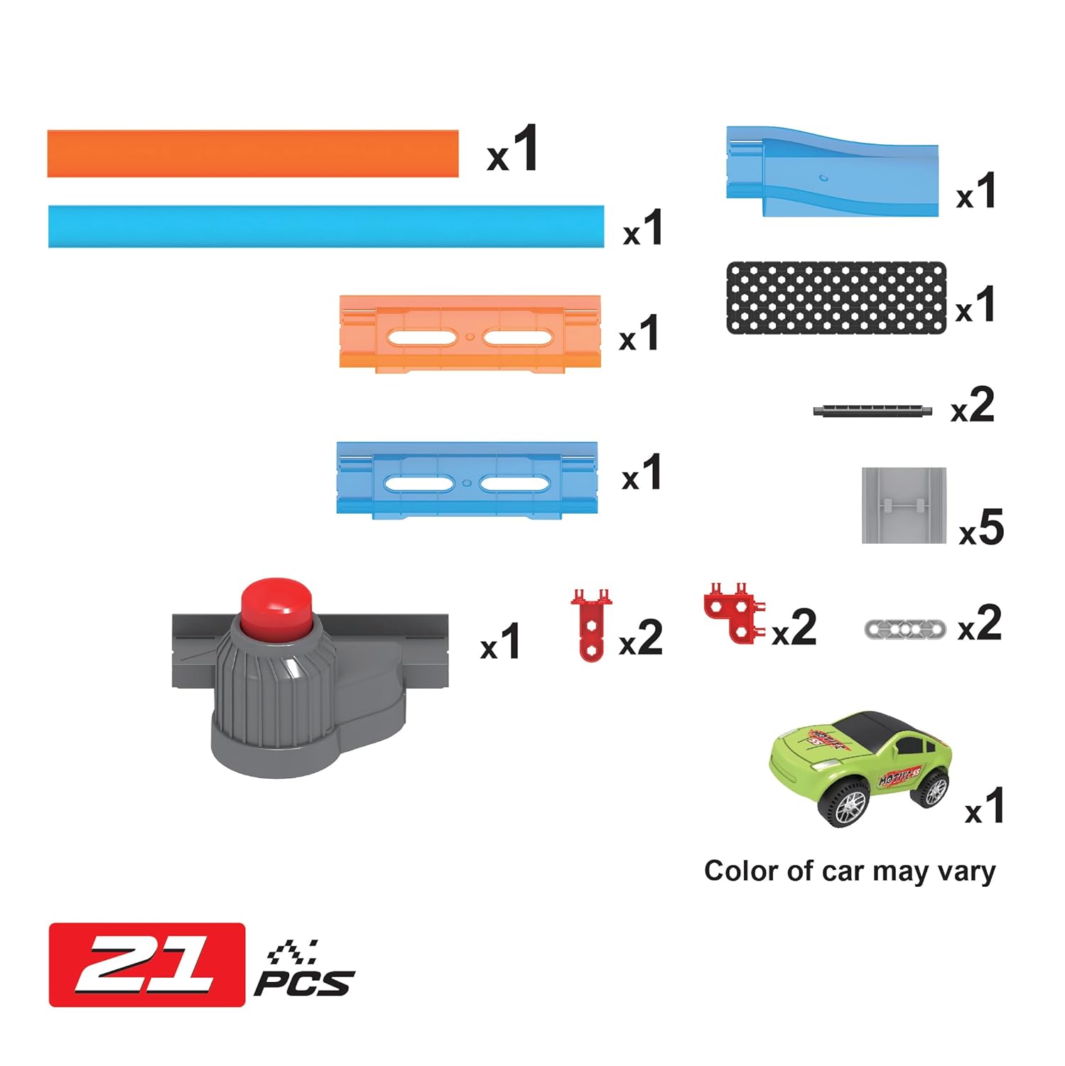 Playzu Shoot Off Launcher Track Set, 21 Pcs Single Twist Loop & 1 Car Track Play Set for Ages 6+