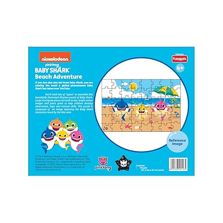 Funskool-Baby Shark Beach Adventure,Educational,48 Pieces,Puzzle,for 4 Year Old Kids and Above,Toy