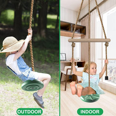 REZNOR 7FT Height Adjustable Gym Monkey Disc Bars Swing for Kids Tree Swing for Backyard, Green