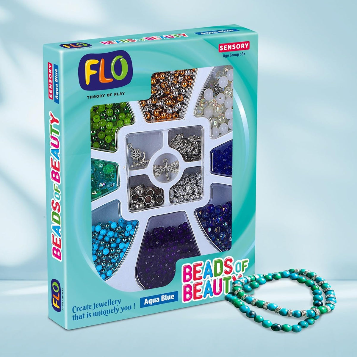FLO Toys Beads Of Beauty: Scarlet Blue Diy Fashion Kit For Kids Ages 8+
