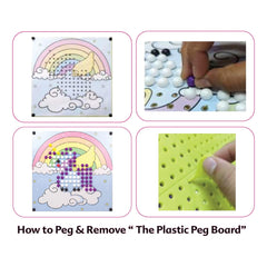 Funskool Peg Pixels-Unicorn,Educational,360 Pegs in 8 Colours,Puzzle with 5 Designs DIY,for 5 Year Old Kids and Above