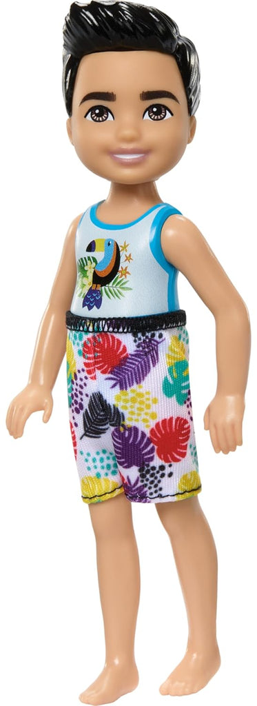 Barbie Chelsea Small Doll With Beach Swimsuit, Toucan &amp; Tropical Leaf Print, Black Hair &amp; Brown Eyes For Kids Ages 3+