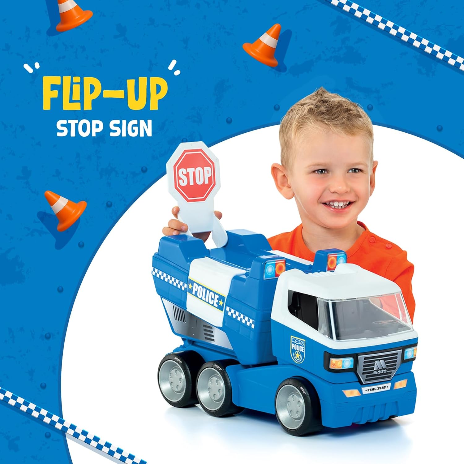 Funskool MOLTO Police Truck, Toy Truck, Nesting & Stackable Toy for Kids Ages 2 Years & Up