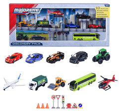 Majorette 10 Pieces Discovery Set 1:64 Scale Includes Traffic Signs for Interactive Play for Children Ages 3 Years and Up