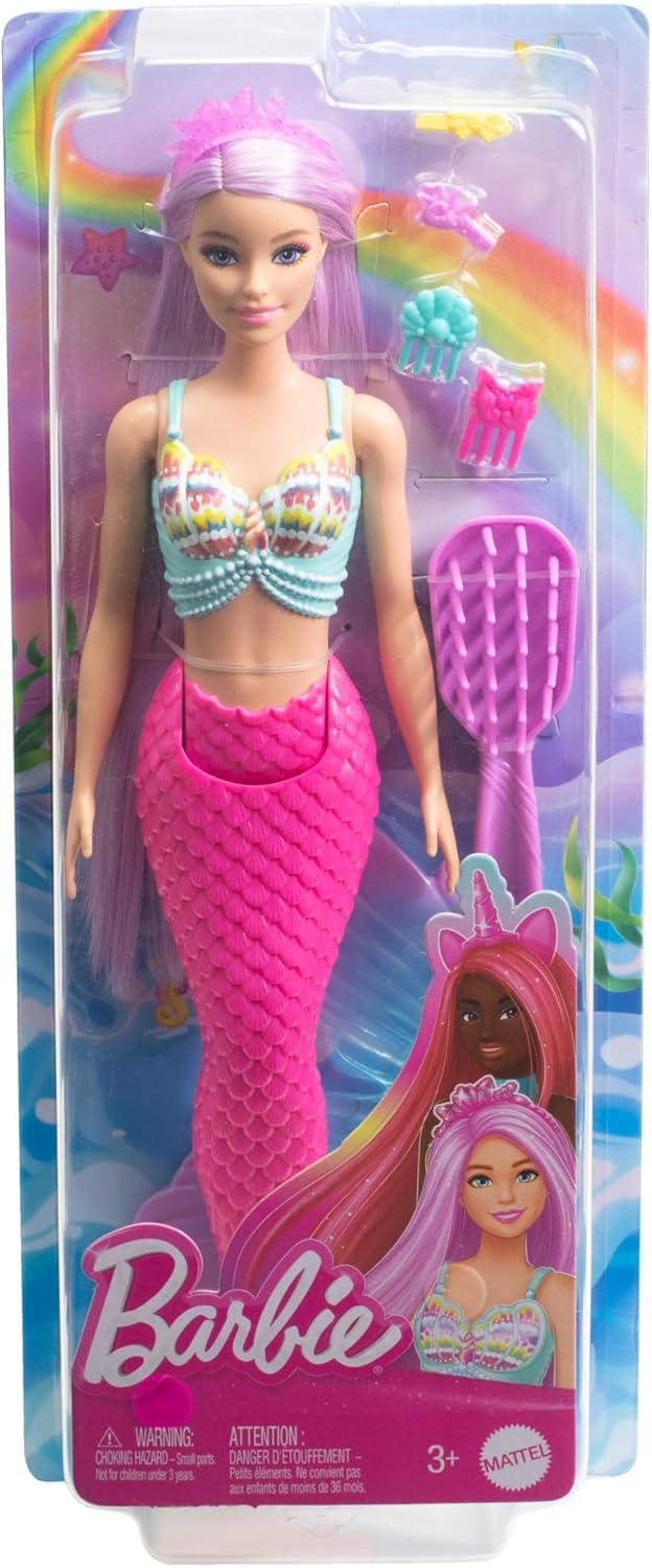Barbie Mermaid Doll With 7-inch-Long Fantasy Hair Accessories For Styling Play For Kids Ages 3+
