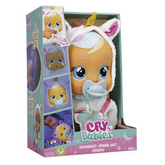 CRY BABIES Goodnight Dreamy Sleep Beautiful Interactive Soft Cuddly Doll with Night Light and Lullabies For Baby And Toddlers Ages 18 Months And Up