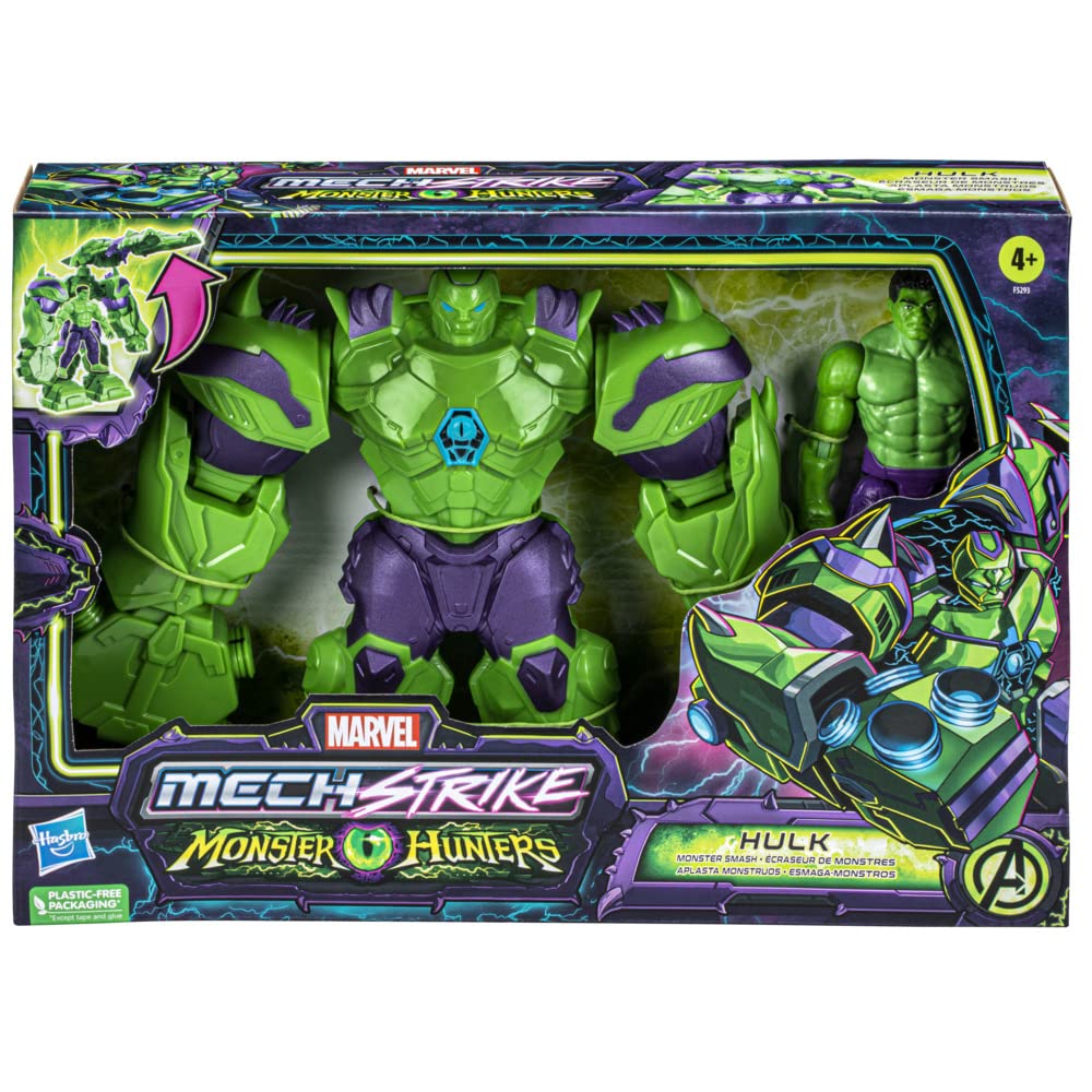 Marvel Avengers Mech Strike Monster Hunters Monster Smash with 6-Inch-Scale Hulk Deluxe Action Figure for Kids Ages 4 Years and Up