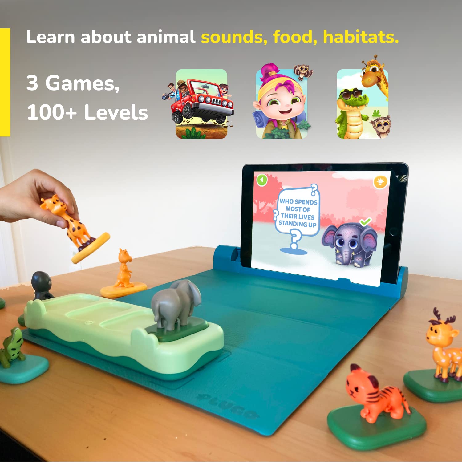 PlayShifu Plugo Animals - Super Safari Adventure Kit with Puzzles for Kids Ages 4 Years & Up (App Based, Device Not Included)