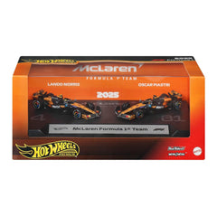 Hot Wheels Premium Formula 1 Toy Car 2-Pack, Set of 2 1:64 Scale Die-Cast McLaren Formula 1 Racecars Featuring #81 Oscar Piastri & #4 Lando Norris