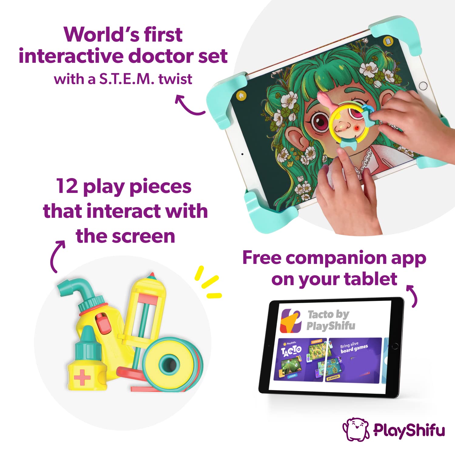 PlayShifu Tacto Doctor - Interactive STEM Pretend Play with Real Learning Game for Kids Ages 4 Years & Up (Tablet Not Included)