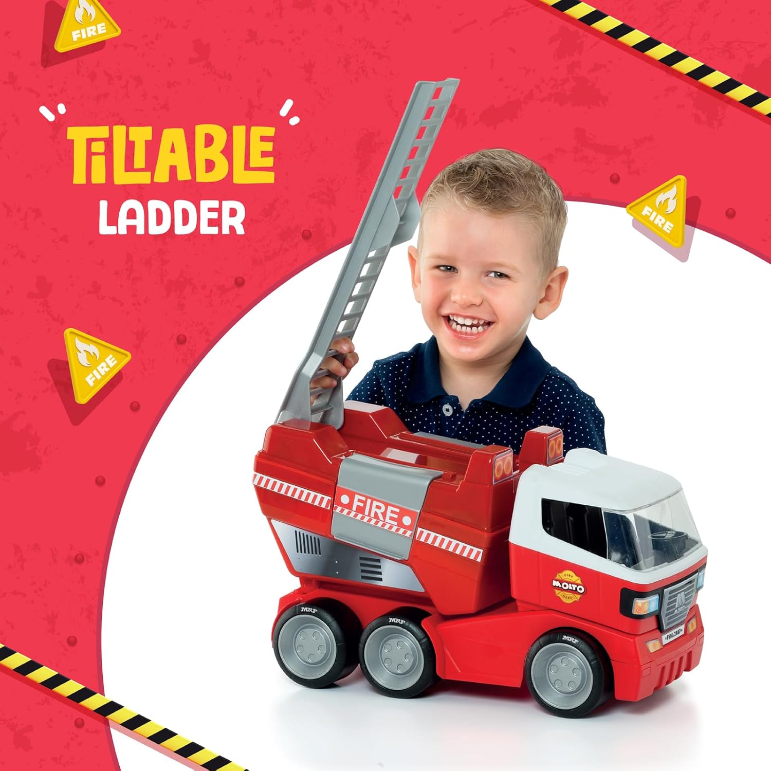 Funskool MOLTO Fire Truck, Toy Truck, Nesting & Stackable Toy for Kids Ages 2 Years & Up