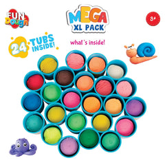Funskool Fundough Mega XL Pack - 24 tubs of dough, 25gms each, Multicolour, Dough, Toy, Shaping, Sculpting, 3 Years and above