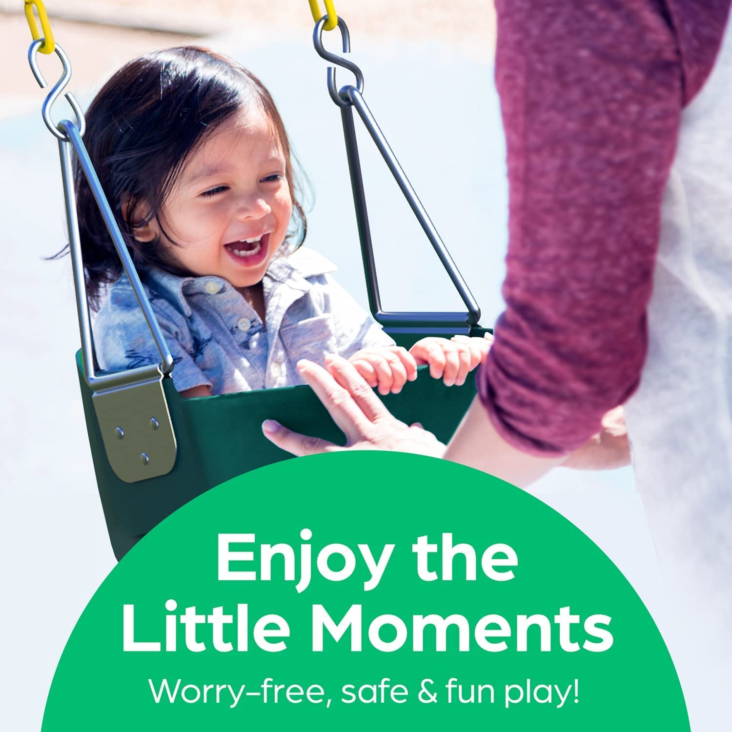 REZNOR EVA Plastic High Back Full Bucket Toddler Baby Swing Seat With 60 Inch Plastic Coated Chain Set, Green