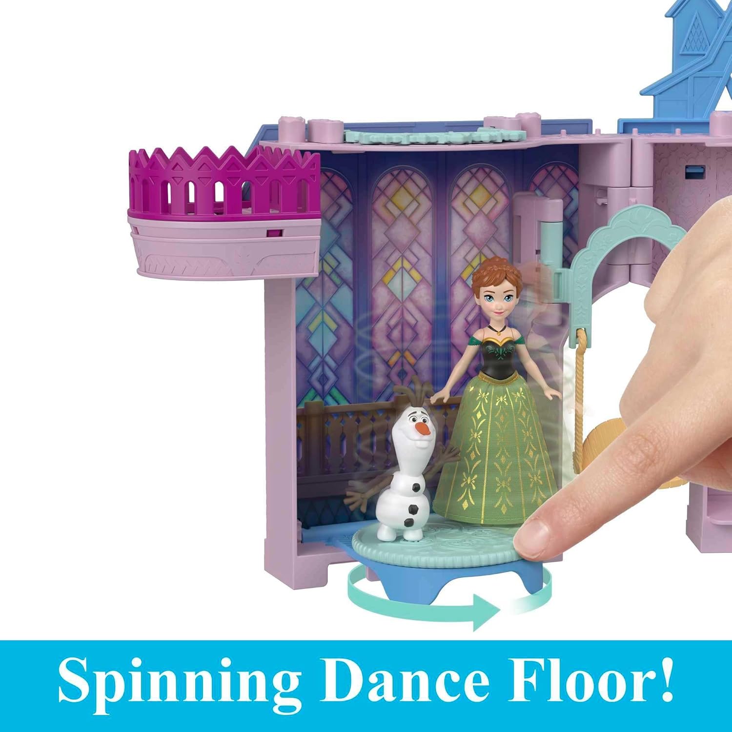 Disney Frozen Storytime Stackers Playset Anna's Castle in Arendelle Doll House with Small Doll, Olaf and 7 Accessories For Kids Ages 4+