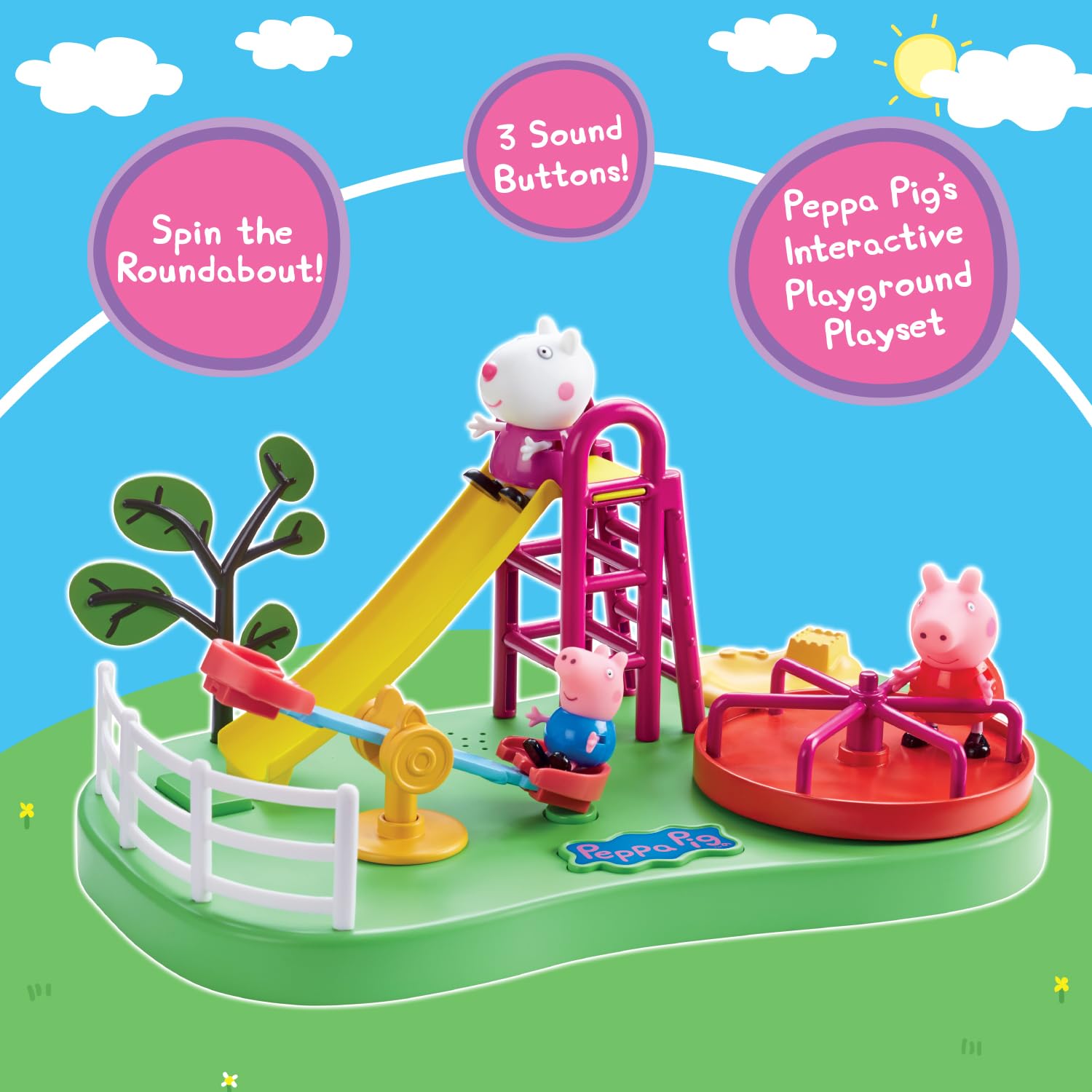 Peppa Pig Peppa's Playground Playset with Sound Effects, Includes 3 Figures, Preschool Toy for Girls & Boys 3 Years and Up, Birthday Toys for Kids