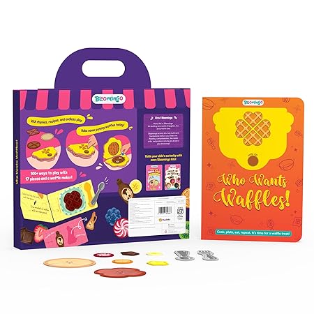 Bloomingo Pretend Play Kit - Who Wants Waffles!: Waffle Making Set for Kids;Set Up Your Waffle Cart