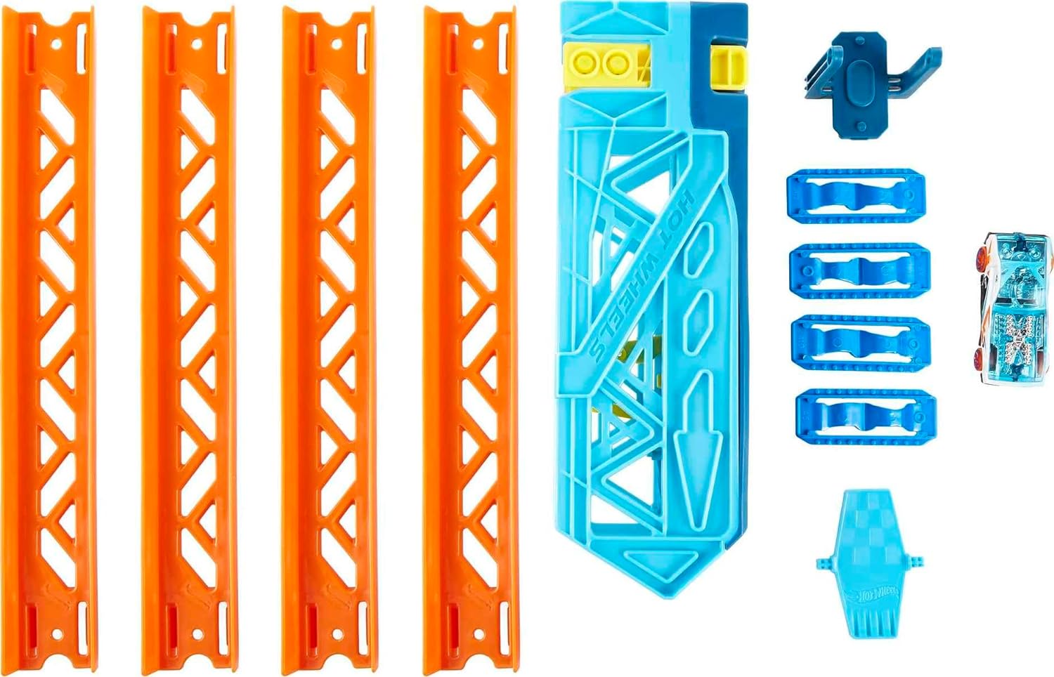 Hot Wheels Track Builder Unlimited Slide & Launch Pack for Kids 6 Years & Older with a 1:64 Scale Hot Wheels® Vehicle, Moveable Kicker Booster & 3 Track Pieces That Connect to Other Sets