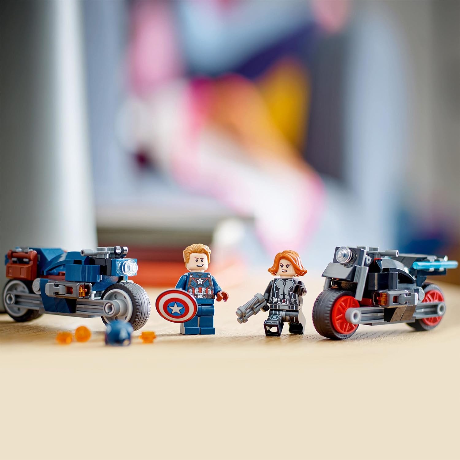 LEGO Marvel Black Widow & Captain America Motorcycles Building Kit for Ages 6+