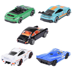 Majorette Porsche 5 Pack Set - Metal Toy Car with Freewheel, Suspension & Opening Parts for Kids & Collectors