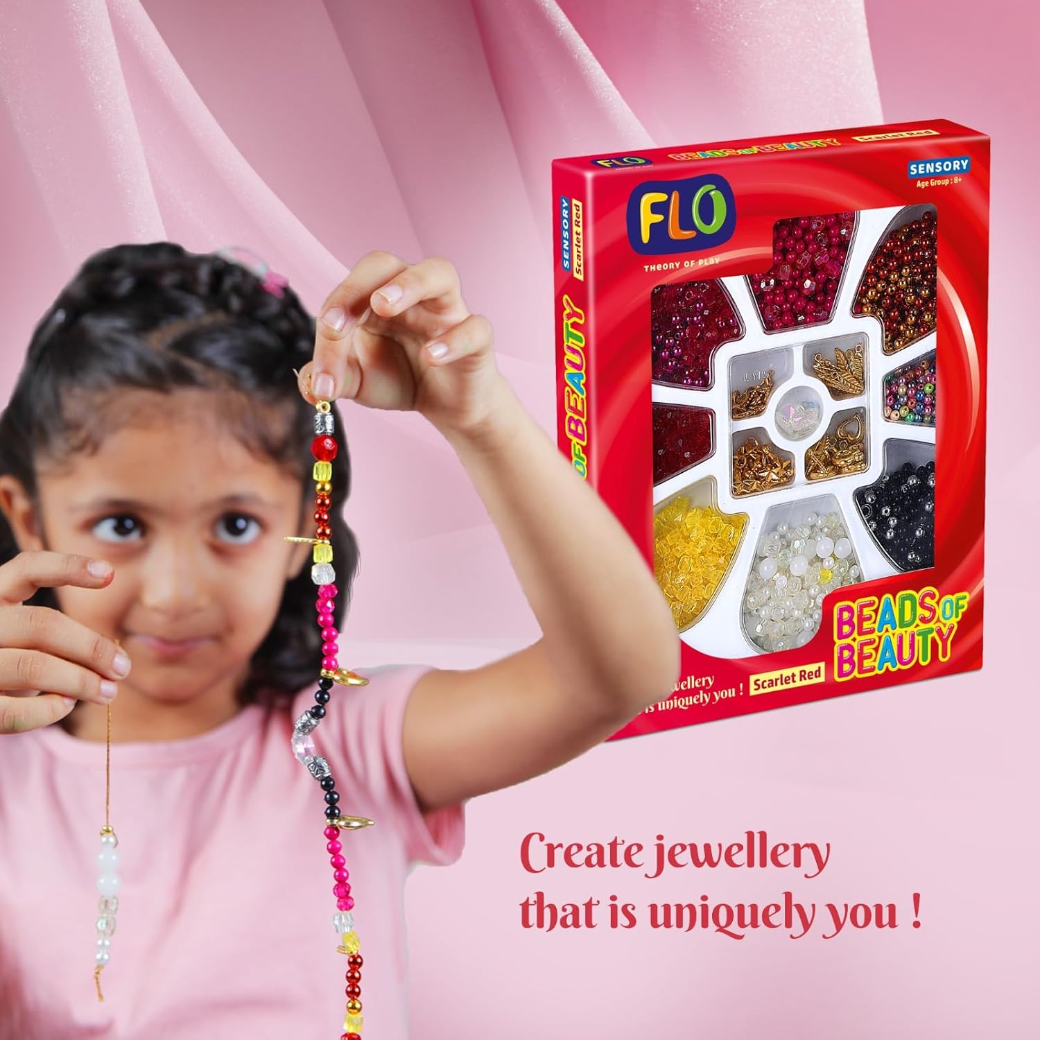 Buy FLO Toys Beads Of Beauty: Scarlet Red Diy Fashion Kit For Kids Ages ...
