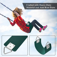 REZNOR EVA Flexible Swing Seat with 79 inch Anti-Rust Plastic Coated Chain Set for Kids, Playground, Jungle & Gym, Green