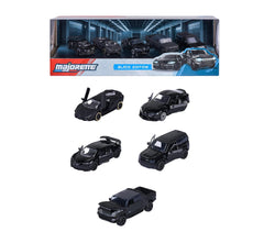 Majorette Black Edition 2.0 5 Pack Set - Metal Toy Car with Freewheel, Suspension & Opening Parts for Kids & Collectors