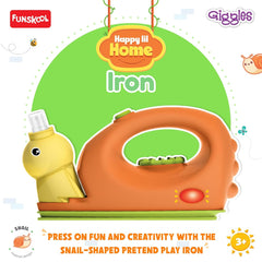 Funskool Giggles Playset Happy Lil Home-Iron, Snail Inspired Pretend Role-Play Toy with Electronic Lights & Sounds, for Kids 3 Year Old & Above.