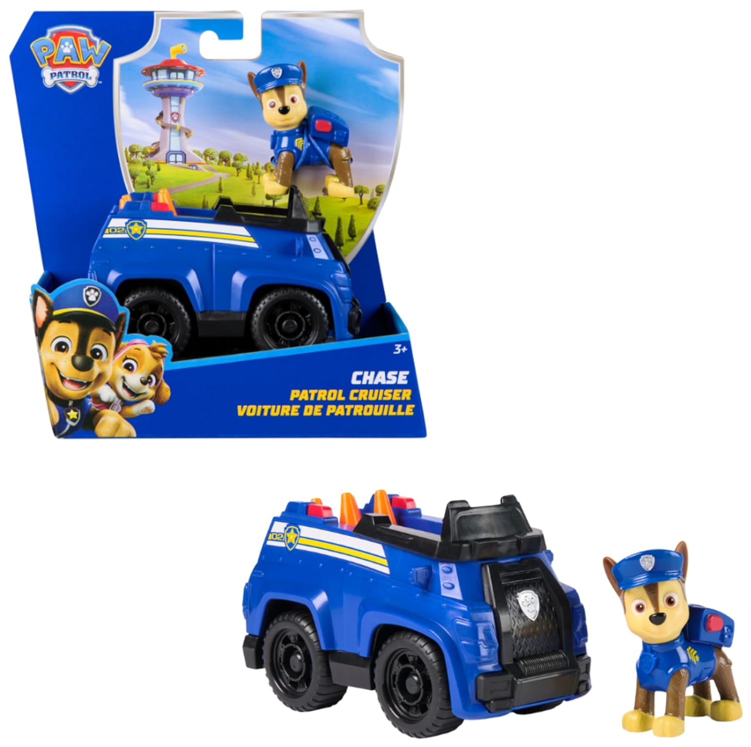 Paw Patrol Chase Police Car Vehicle with Removable Chase Action Figures for Kids Ages 3+